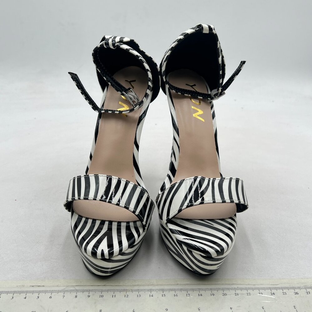 Ydn Zebra Sexy Open Toe High Heel Sandals Ankle Strap Platform Dress Shoes View 3